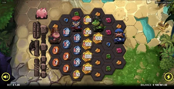 Base game on the seven-reel battlefield